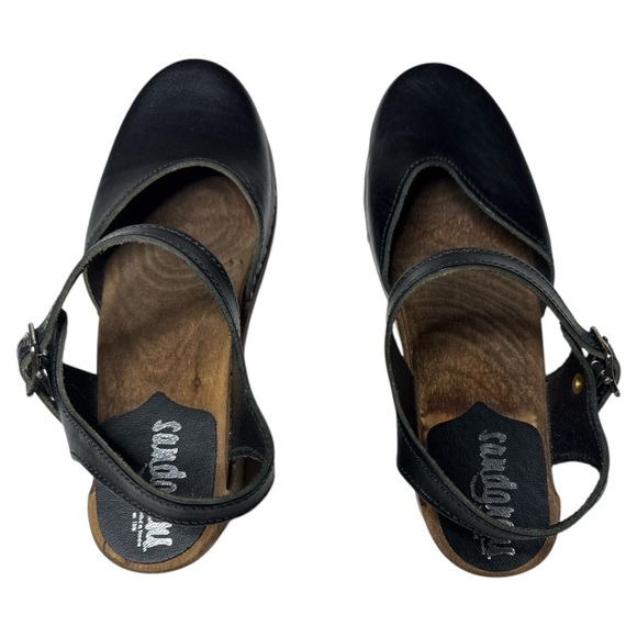 Sandgrens Victoria Classic Black Leather Clog Sandals Sz 7 - Picture 5 of 10